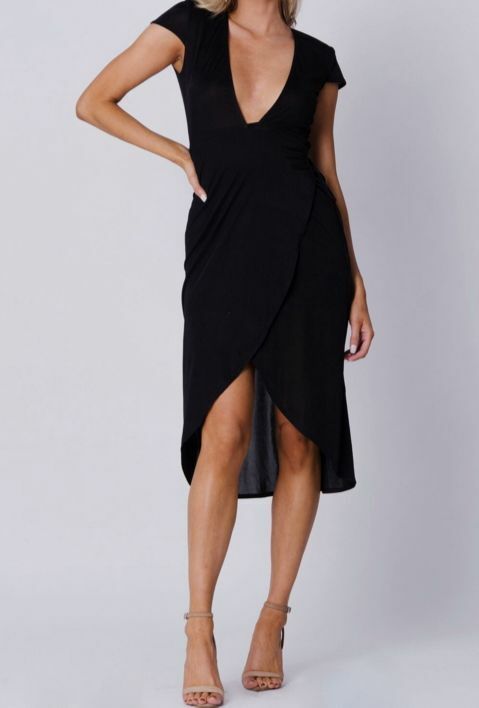 wrap midi dress short sleeve Olive Short Sleeve Waist Wrap Midi Dress