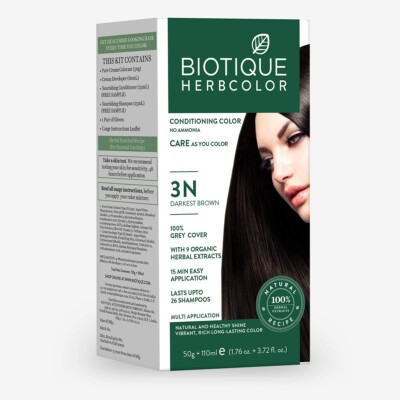 Biotique Bio Herbcolor Conditioning Hair Color, 50g + 110ml - Darkest Brown 3N