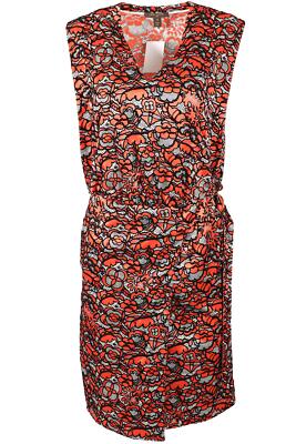 LOUIS VUITTON MINIKLEID ORANGE, SCHWARZ-WEISS SEIDE FR 34 UK 6