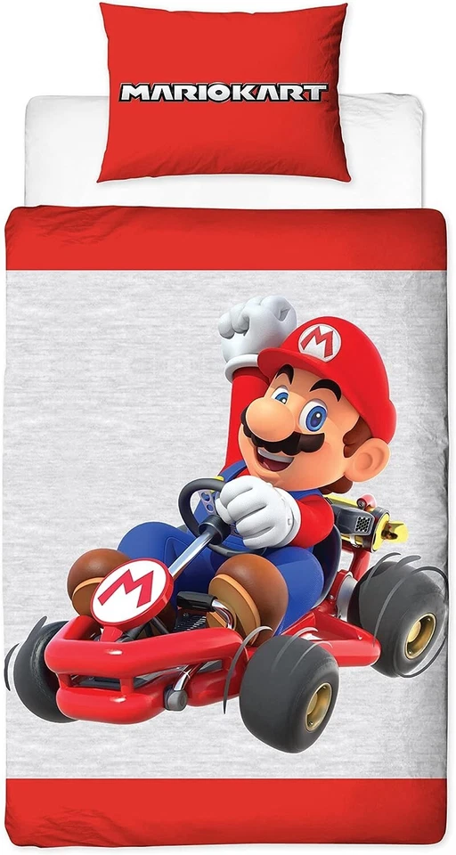 Mario Closeup Single Duvet Cover Set Children's Nintendo Reversible Bedding