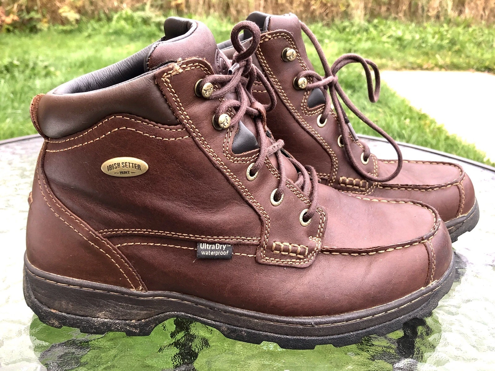 RED WING Irish Setter Hunting Fishing Boots- Lace-Up Brown Leather USA Sz 11