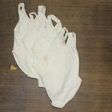 Vintage 4-Pack USA Made Youth Girls Lined Romper Leotard White 8
