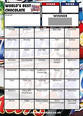 TOTALLY BONKERS Chocolate Fundraising Scratch Cards - 40 Square - A6 - 10 Pack - TB0105