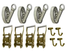 12 pcs (4 Set) Lasso Wheel Lift Straps Ratchet 4 Finger J Hook Tie Down Tow Haul