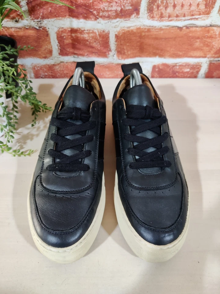 WHISTLES BLACK MOC CROC TRAINERS UK 7 EU 40 LEATHER LACE UP PLATFORM WOMENS SHOE - Image 2 of 4