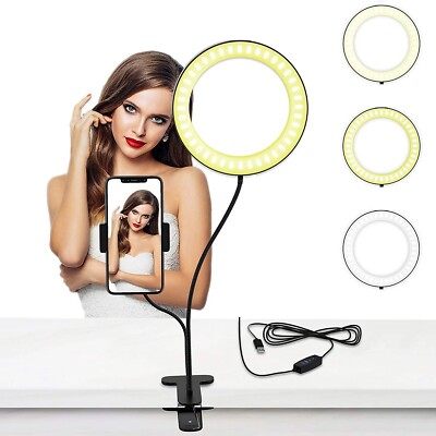 Selfie Ring Light with Cell Phone Holder on a Clip for Live Stream