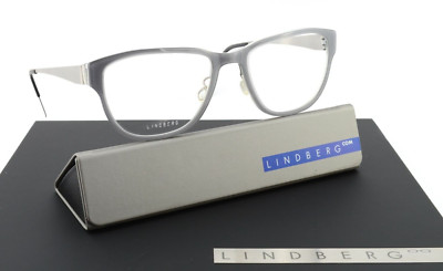 LINDBERG Brille 1143 AD98 Acetanium Grau Weiss Klar Titanbügel Silbergrau Matt M