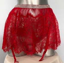 Victoria's Secret Nwt Very Sexy Red Shine Open Back Skirt w/ Garter Straps M L