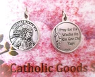 Servant of God Nicholas Black Elk - Pray for Us - Silver Tone Round Ox Medal