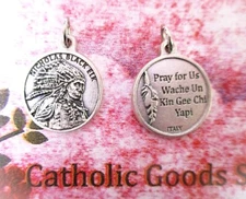Servant of God Nicholas Black Elk - Pray for Us - Silver Tone Round Ox Medal