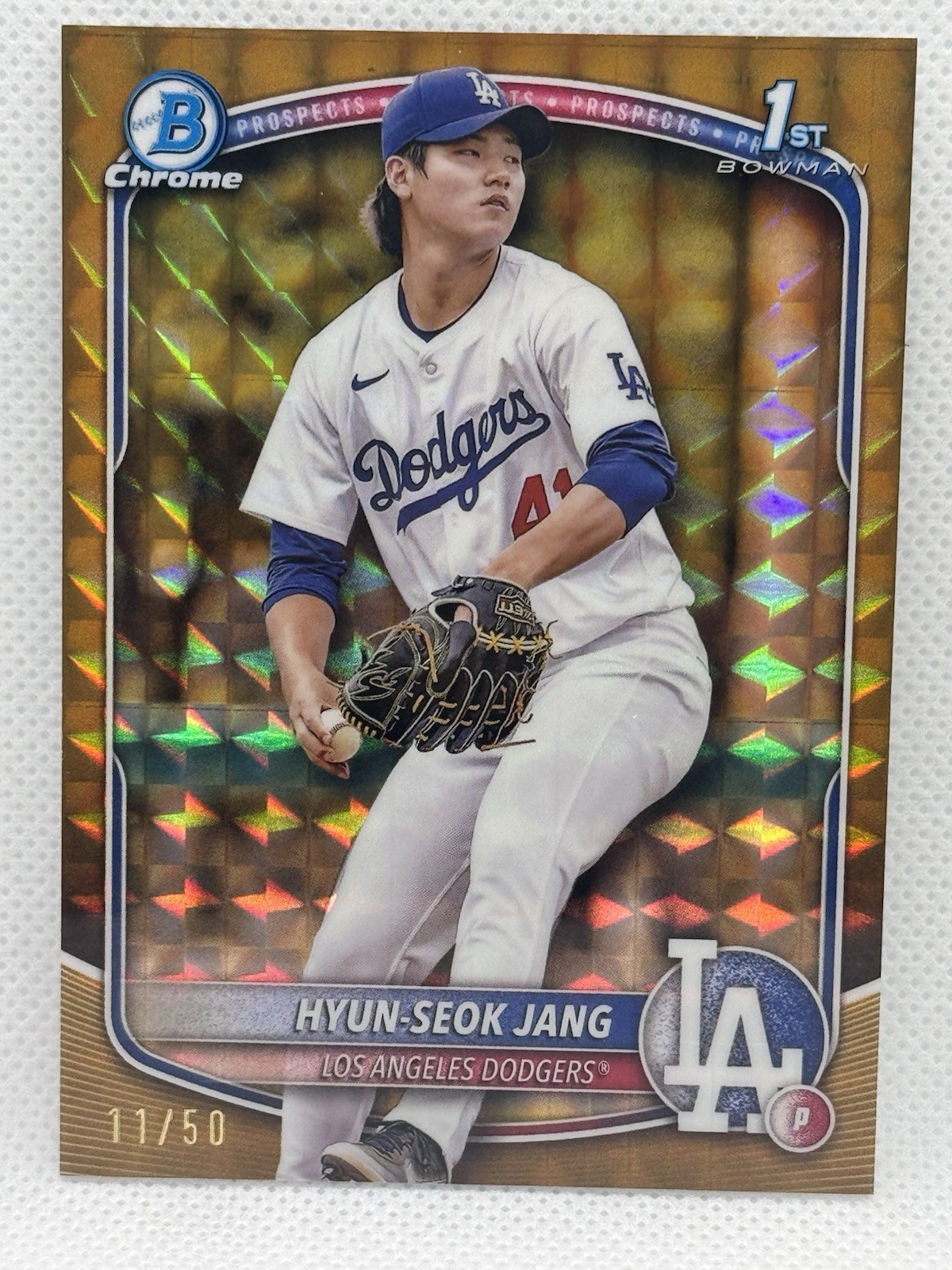 HYUN-SEOK JANG 2025 BOWMAN CHROME 1ST GOLD GEOMETRIC /50 DODGERS