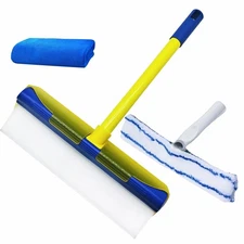 Recyclable Silicone Window Squeegee Kit, Glass Clean Tools with Silicone Wind...