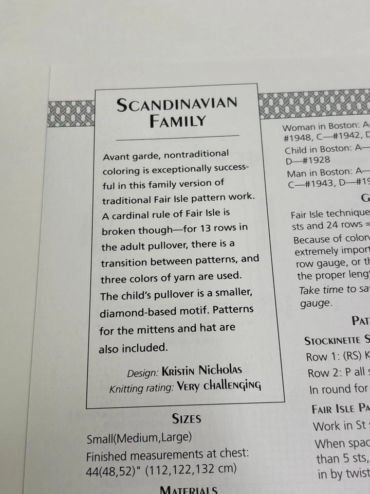 Scandinavian Family Fair Isle Sweater Knitting Pattern Small-Large Book Pages - Image 2 of 3