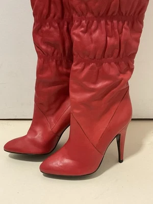 Cuissarde En Cuir Rouge - Made In Italy- Taille 41 - Photo 1/4