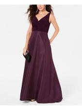 ADRIANNA PAPELL Womens Purple Spaghetti Strap Maxi Fit + Flare Dress 6