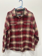 Orvis Flannel Shirt Mens XL Red Plaid Big Bear Heavy Hand Warmer Pockets 1312517