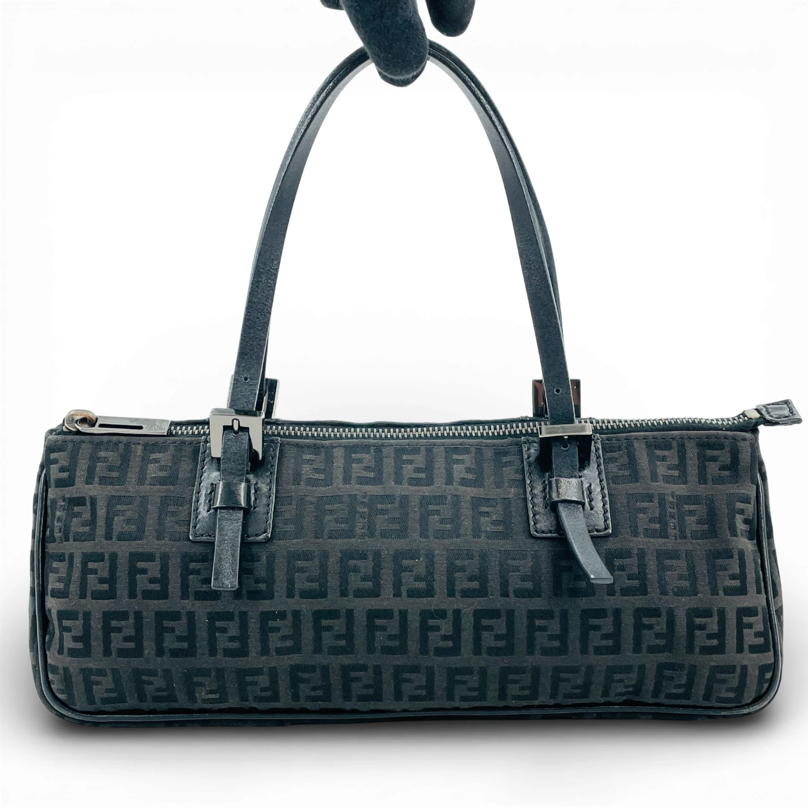 Fendi — Auth FENDI Zucchino Canvas Black Ladies Handbag KC130