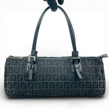 Borsa a mano da donna originale FENDI Zucchino Canvas nera KC130