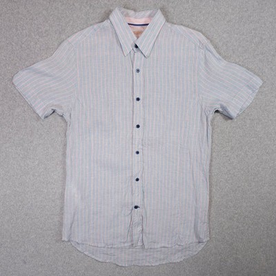 Jon Sonen Casual Button-Down Shirt Men's Blue Pink M Linen