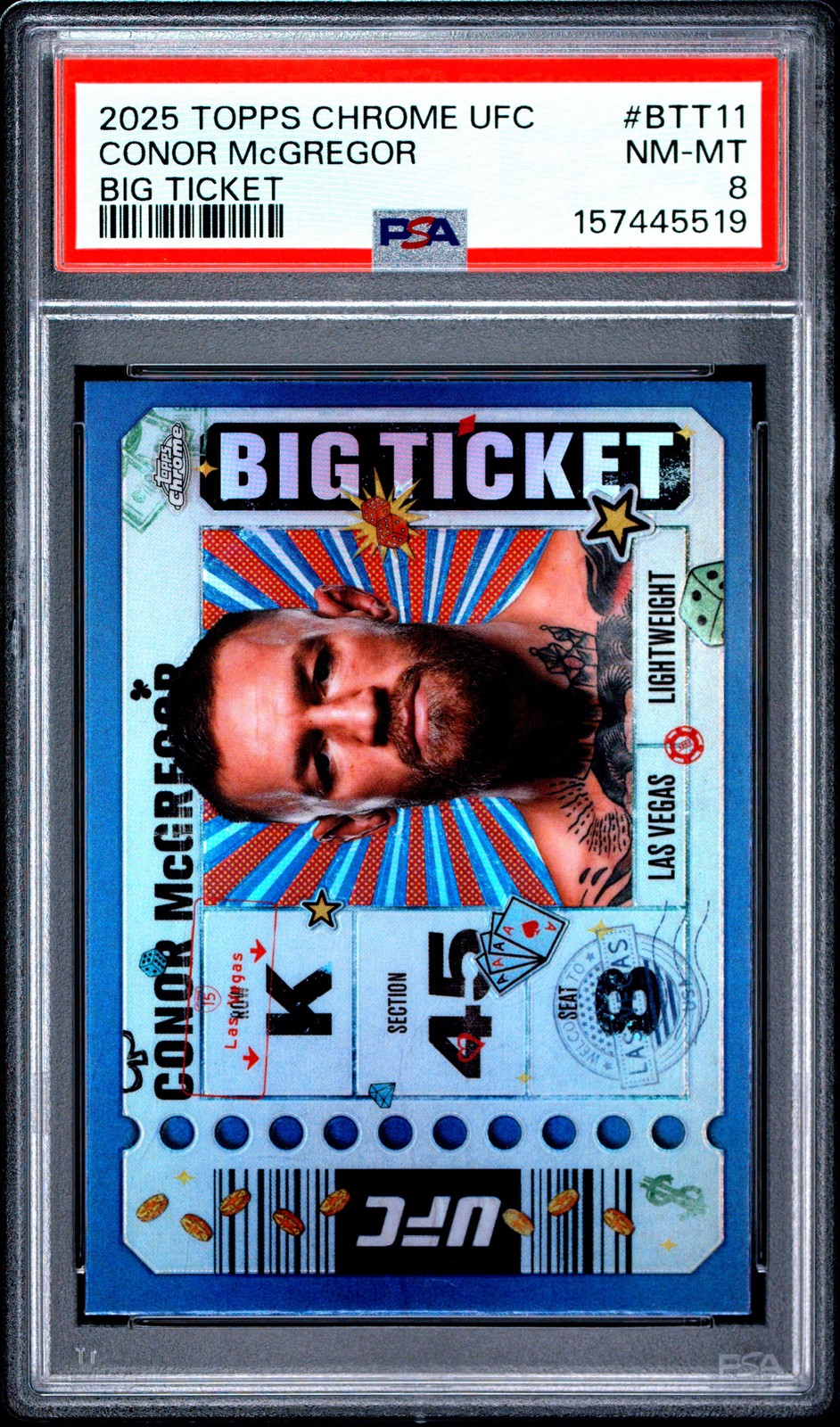 2025 TOPPS CHROME UFC BIG TICKET #BTT11 CONOR MCGREGOR PSA 8