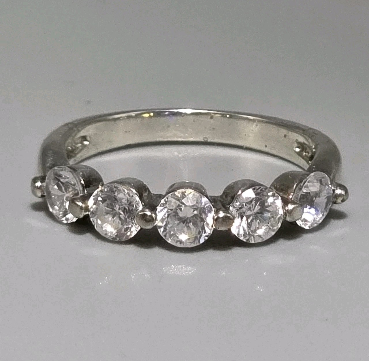 925 Silver Five Stone Anniversary Band or Stackab… - image 2