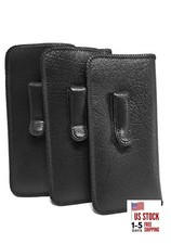 Soft Slip-In Glasses Case Pocket Belt Metal Clip for Men/Women Black 3 Pack