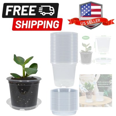 20 Pack 3 Inch Clear Nursery Pots with Drainage and 20 Pack Plant Saucers,  Pl... | eBay