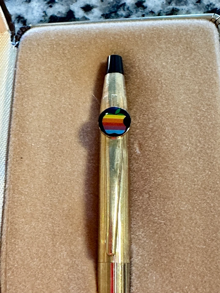1980’s Apple Computer Macintosh Rainbow Logo Cross Ball Pen 4502 in Box 10k Gold - Image 2 of 4