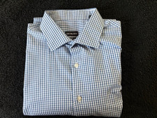 Van Heusen Men's Dress Shirt Blue Checkered Regular Fit Large