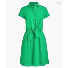 J.Crew Mercantile Green Eyelet Cotton Shirt Dress Short Sleeve Mini Size S