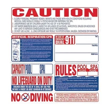 Oreq SI9000CA California 8-in-1 Pool Safety Sign | Commercial Pool Compliance