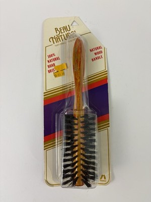 Vtg Stance 70s NOS 100% Boar Bristle & Natural Wood Round Brush Beau Natural