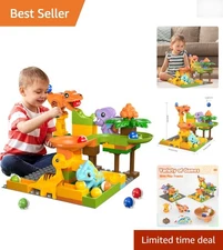 Interactive Dinosaur Marble Run Toy - 57-Piece Set for Ages 3-8 with Challenges
