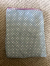 Pottery Barn Kids Mini Polka Dot Baby Blue Duvet Cover w/Fuschia Trim-Queen/Full