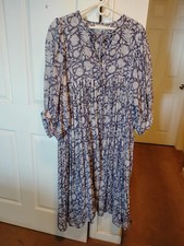 Daughters of India Kyra Midi Dress Blue Floral 100% Cotton
