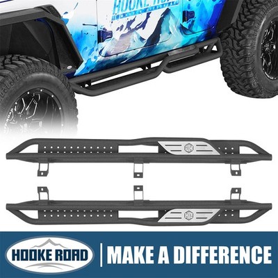 Hooke Road Two-Stair Nerf Side Step Bars Fit 2018-2026 Jeep Wrangler JL 4Door