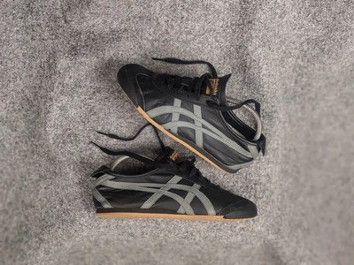 Vintage Asics Onitsuka Tiger Mexico 66 Black Logo Leather Japanese Sneakers Y2K
