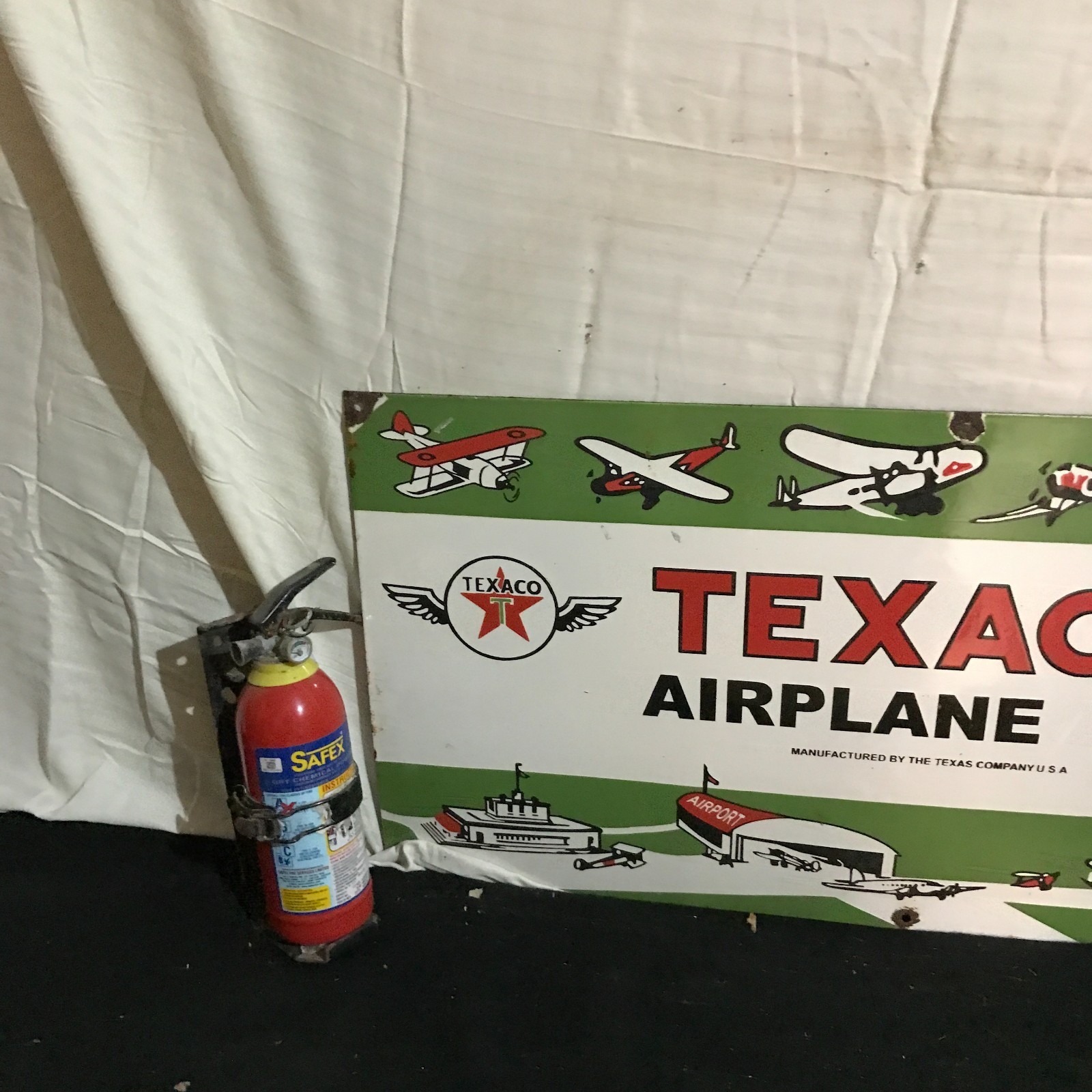 TEXACO AIRPLANE OIL  Gasoline Porcelain GAS STATION 36 X 18 Inch Single Side