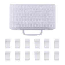 64 Grids Small Diamond Painting Storage Containers 2x1 Inch Clear Flip Top Be...