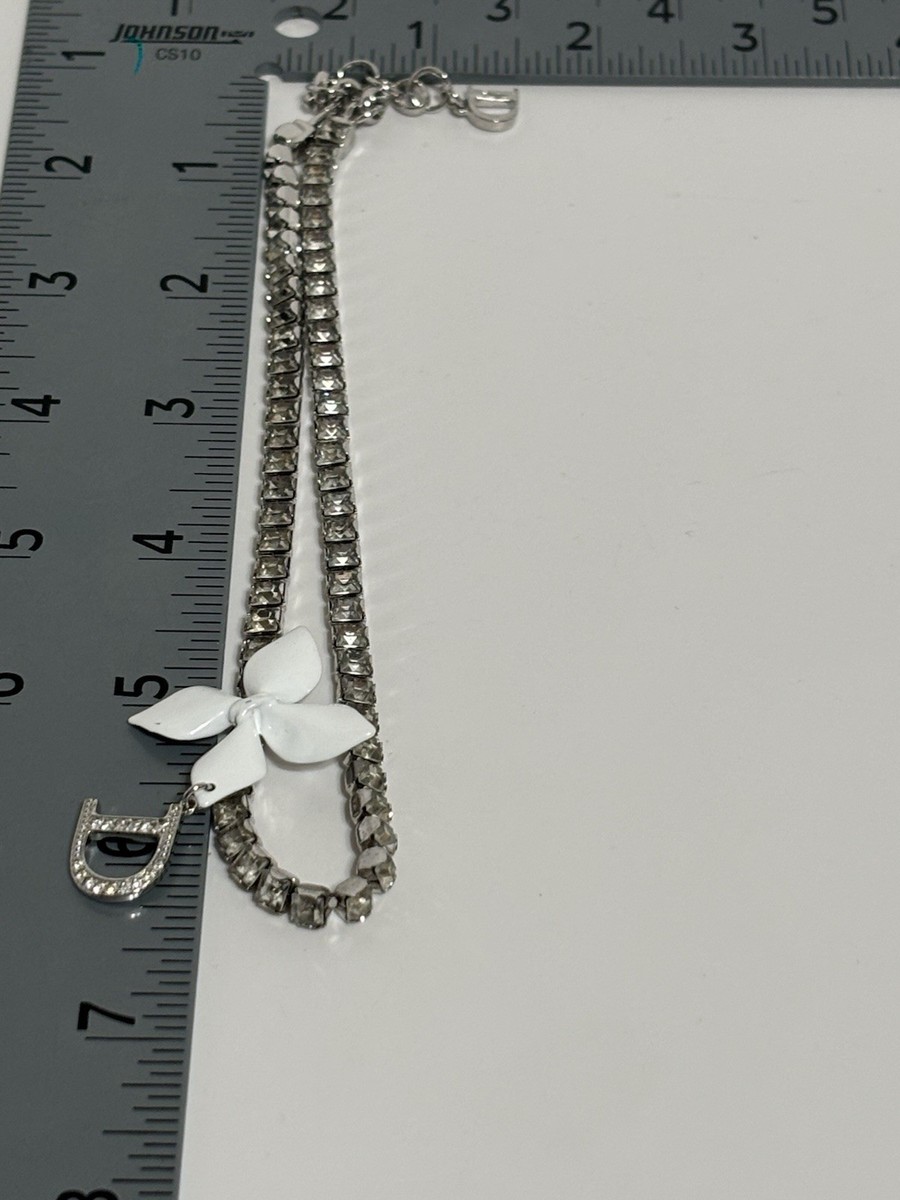 Vtg Christian Dior by John Galliano Silver Crystal Cherry Blossom