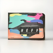 NWT NEFF Bifold Print Wallet Camouflage Multicolor Gift Tin Box Streetwear