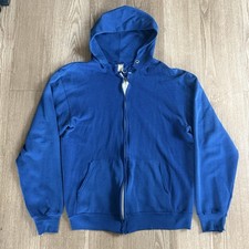 True Vintage 1960s 1970s Blue Zip Up Hoodie Faded Thrashed