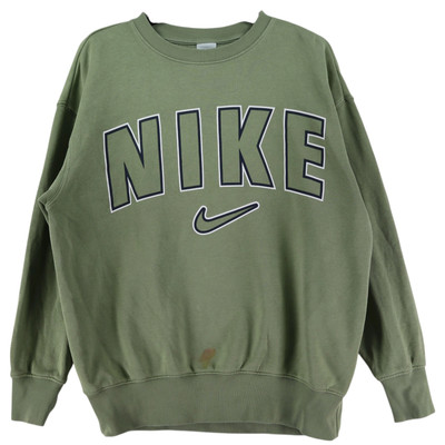 Nike Herren Sweatshirt Swoosh Fleece Gr. S Grün Langarm Rundhals Baumwolle