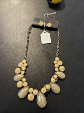 Beautiful New Necklace And Earring Set With Yellowish Teardrop Round Stones