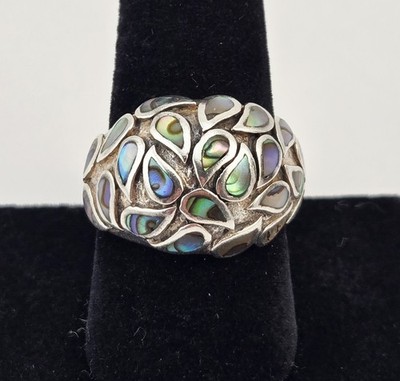 Vintage CPT Sterling Silver Abalone Shell Dome Modernist Ring Size 9 - 11.5g