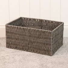 Grey Woven Storage Basket Paper Rope Box Home Shelf Organisers Hamper 4 Sizes