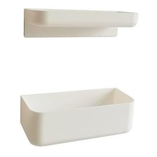 2 Styles Adhesive Plastic Floating Shelves Stick on Wall Mounted Short Tall