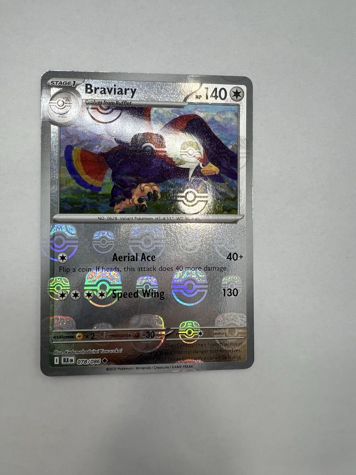 Braviary Masterball English Black Bolt 78/86 Pokemon TCG NM