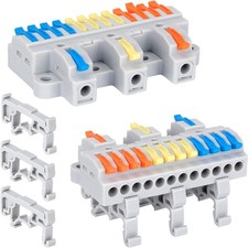DIN Rail Terminal Blocks 600V 32A 28 12AWG 3 In 12 Out Flame Retardant PC