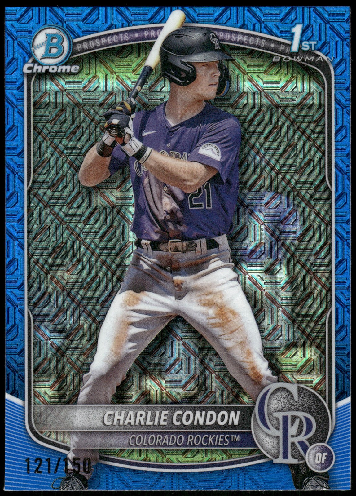 2025 Bowman #BCP-75 Charlie Condon Chrome Blue Geometric Refractor #/150